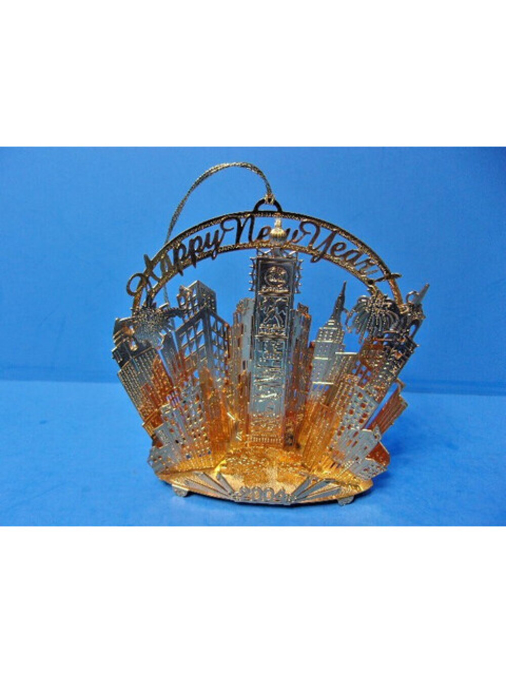 Danbury Mint 23kt Gold Plated Christmas Ornament 2004 Times Square New Year 3D